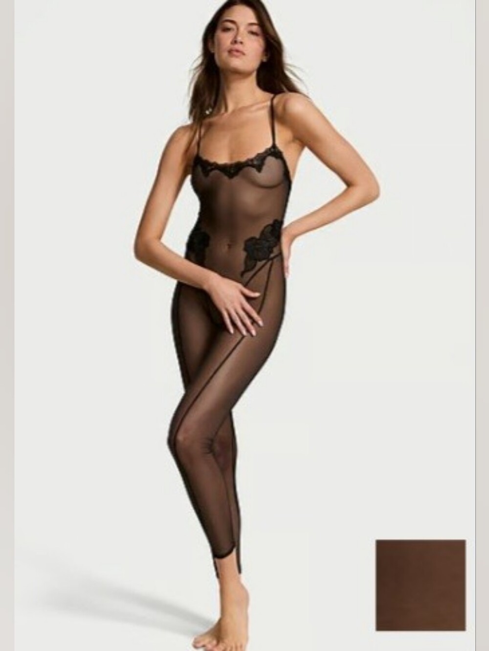 Victoria's Secret Sheer Rose Lacr-frim Catsuit